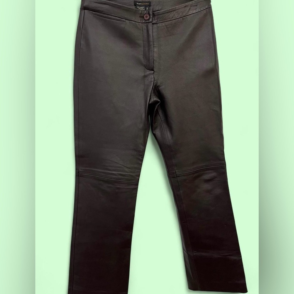 BCBGMAXAZRIA Vintage NWOT Brown 100% Leather Fully Lined Straight Leg Pants